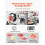VEVOR kødkværn, 14 lbs/min elektrisk kødkværn, udskærer, pølsefyld med klinge, maleplade, pølsemaskine, rustfrit stål