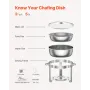 VEVOR Chafing Dish Buffet Set, 5 Qt 2 Pack, Stainless Steel Chafer with 2 Full Size Pan, Round Catering Warmer Server with Glass