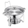 Chafing Dish Buffet Set, 5 Qt 2 Pack, Stainless Steel Chafer with 2 Full Size Pan, Round Catering Warmer Server with Glass Lid W