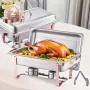 Chafing Dish Buffet Set, 8 Qt 2 Pack, Stainless Steel Chafer with 2 Full Size Pans, Rectangle Catering Warmer Server with Lid Wa