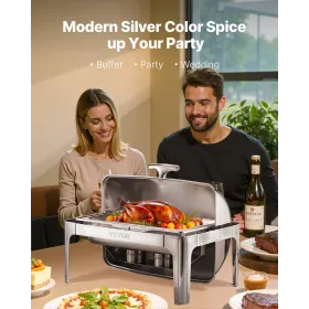Roll Top Chafing Fad Buffet Komplet Sæt, 9Qt rustfrit stål