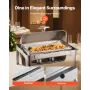 Roll Top Chafing Dish Buffet Complete Set, 9Qt Stainless Steel Chafer with Full Size Pan, Rectangle Catering Warmer Server with 
