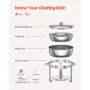 VEVOR Chafing Dish Buffet Set, 5 Qt 4 Pack, Stainless Steel Chafer with 4 Full Size Pans, Round Catering Warmer Server with Lid 