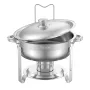 Chafing Dish Buffet Set, 5 Qt 4 Pack, Stainless Steel Chafer with 4 Full Size Pans, Round Catering Warmer Server with Lid Water 