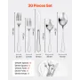VEVOR 30-Piece Silverware Set, Food-Grade Stainless Steel Flatware Utensils, Mirror Finished Cutlery Set, Dishwasher Safe Eating