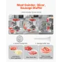 VEVOR Meat Grinder, 11 Lbs/Min Electric Meat Grinder, Slicer, Sausage Stuffer with Blade, Grinding Plate, Sausage Maker, Stainle