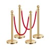 4 Pcs Gold Stanchion Post 2 Red Velvet Ropes Sand Injection Hollow Base