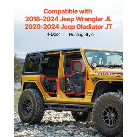 VEVOR Jeep Tube Doors, 4-Door, Hunting Style Jeep Tubular Door with DOT Certified Rear View Mirrors, Jeep Doors with Rear Mirror