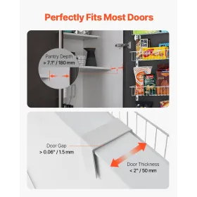 VEVOR Over the Door Pantry Organizer, 9-tier Pantry Organization and Storage, Heavy Duty Stål hængende krydderihylde, Justerbar