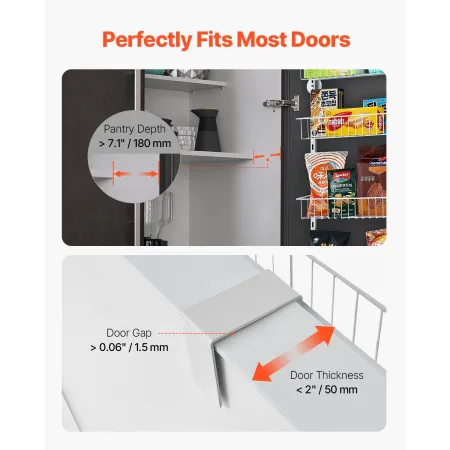 VEVOR Over the Door Pantry Organizer, 9-tier Pantry Organization and Storage, Heavy Duty Stål hængende krydderihylde, Justerbar
