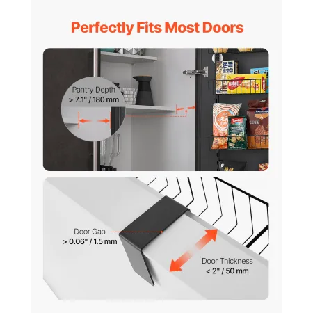 VEVOR Over the Door Pantry Organizer, 6-tier Pantry Organization and Storage, Heavy Duty Stål hængende krydderihylde, Justerbar