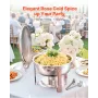 VEVOR Chafing fadebuffetsæt, 5 Qt 4 Pack, Rustfrit stål Chafer med 4 fuld størrelse pander, Rund Catering Warmer Server med låg