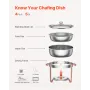 Chafing Dish Buffet Set, 5 Qt 4 Pack, Stainless Steel Chafer with 4 Full Size Pans, Round Catering Warmer Server with Lid Water 