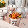 VEVOR Chafing Dish Buffet Set, 5 Qt 4 Pack, Stainless Steel Chafer with 4 Full Size Pans, Round Catering Warmer Server with Lid 
