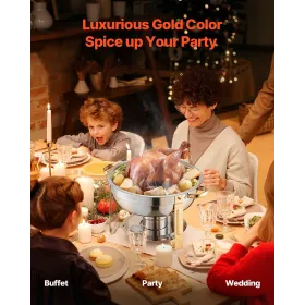 VEVOR Chafing fadebuffetsæt, 5 Qt 4 Pack, Rustfrit stål Chafer med 4 fuld størrelse pander, Rund Catering Warmer Server med låg