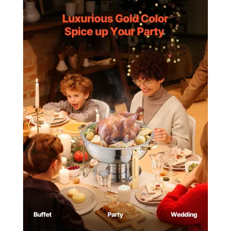 VEVOR Chafing fadebuffetsæt, 5 Qt 4 Pack, Rustfrit stål Chafer med 4 fuld størrelse pander, Rund Catering Warmer Server med låg