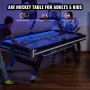 VEVOR Air-Powered Hockey Table, Indoor Hockey Table for Kids and Adults, LED Sports Hockey Game with 2 Pucks, 2 Pushers, and Ele