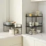 Adjustable Kitchen Cabinet Shelf Organizer, Expandable 2 Tier Cabinet Shelf, Stackable Countertop Organizers and Storage Shelf R