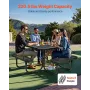 Picnic Table, Outdoor Weather Resistant Patio Dining Furniture Set, Heavy Duty Coated Steel Tables with Umbrella Hole, 45.7 in S