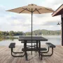 VEVOR Picnic Table, Outdoor Weather Resistant Patio Dining Furniture Set, Heavy Duty Coated Steel Tables with Umbrella Hole, 45.
