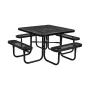 Picnic Table, Outdoor Weather Resistant Patio Dining Furniture Set, Heavy Duty Coated Steel Tables with Umbrella Hole, 45.7 in S