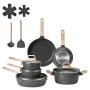 17 Piece Pots and Pans Set Nonstick, Granite Cookware Set, Induction Cookwares, Kitchen RV Cooking Sets with Frying, Sauce, Saut