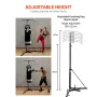 VEVOR 2 in 1 Punching Bag Stand, Steel Heavy Duty Workout Equipment, Adjustable Height Boxing Punching Bag Stand with Pull Up Ba