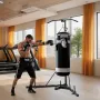 2 in 1 Punching Bag Stand, Steel Heavy Duty Workout Equipment, Adjustable Height Boxing Punching Bag Stand with Pull Up Bar, Fre