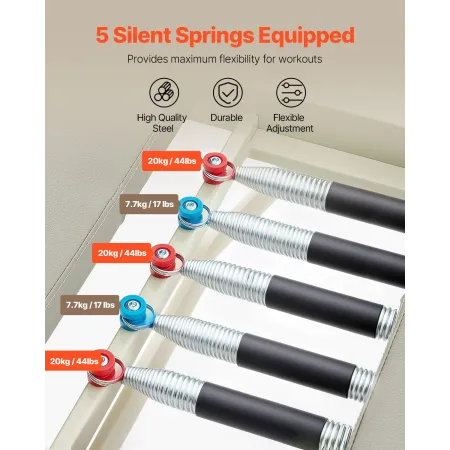 Foldable Pilates Reformer, Pilates Workout Machine for Home Gym Studio Use, Pilates Bed with Dual Resistance- Spring & Cord, Ref