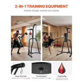 VEVOR 2 in 1 Punching Bag Stand, Steel Heavy Duty Workout Equipment, Adjustable Height Boxing Punching Bag and Speed Bag Stand, 