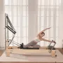 Pilates Reformer, Wooden Pilates Machine for Home Gym Studio, Strength Training Workout Equipment with Dual Resistance, Reformer
