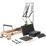 Pilates Reformer, Wooden Pilates Machine for Home Gym Studio, Strength Training Workout Equipment with Dual Resistance, Reformer