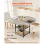 Round Dining Table, 47 inch Wood Table for 4-6 Person, Modern Circle Dinner Furniture, Leisure Tables with Storage Shelf and Met