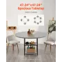 Round Dining Table, 47 inch Wood Table for 4-6 Person, Modern Circle Dinner Furniture, Leisure Tables with Storage Shelf and Met