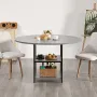VEVOR Round Dining Table, 47 inch Wood Table for 4-6 Person, Modern Circle Dinner Furniture, Leisure Tables with Storage Shelf a