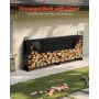 2.4m Outdoor Firewood Rack with Cover, 244 cm x 36 cm x 117 cm, Heavy Duty Firewood Holder & 600D Oxford Waterproof Cover for Fi