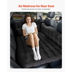 Car Air Mattress, Inflatable Back Seat Car Camping Mattress, Flocking Travel Beds, Durable Portable Sleeping Pad with Air Pump, 