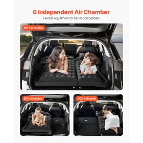 Car Air Mattress, Inflatable Car Camping Mattress, Flocking Thickened Travel Beds, Durable Portable Sleeping Pad with Air Pump, 