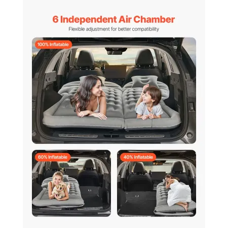 VEVOR Car Air Mattress, Inflatable Car Camping Mattress, Flocking Thickened Travel Beds, Comfortable and Durable Portable Sleepi