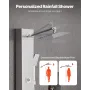 VEVOR Shower Panel Tower System with Rainfall Shower Head, LED, 49 in Brushed Stainless Steel Shower Column, 4-Function Faucet, 
