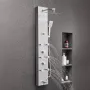 Shower Panel Tower System with Rainfall Shower Head, LED, 49 in Brushed Stainless Steel Shower Column, 4-Function Faucet, Wall-M