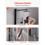 Shower Panel Tower System with Rainfall Shower Head, 49 in Brushed Stainless Steel Shower Column, 4-Function Faucet, Wall-Mount 