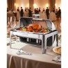 9Qt 1 Pack Rectangle Roll Top Chafing Dish Set with 2 Half Size Pans