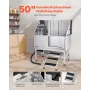 Stainless Steel Dog Washing Station, 127 cm Pet Grooming Tub w/ Stairs, PE Water Filter Board, Faucet & Showerhead & Soap Holder