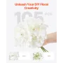 VEVOR Artificial Flowers, 105 pcs Real Looking White Silk Fake Hydrangea Bulk, White Faux Bridal Shower with Stems for DIY Weddi