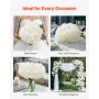VEVOR Artificial Flowers, 105 pcs Real Looking White Silk Fake Hydrangea Bulk, White Faux Bridal Shower with Stems for DIY Weddi