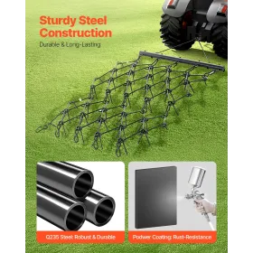 VEVOR trækharve, 4 fod x 5,6 fod holdbar kædeharve med 80 skarpe tænder, velegnet til ATV UTV traktor, ideel til