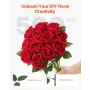 VEVOR Artificial Flowers, 500 pcs Real Looking Red Foam Fake Roses Bulk, Faux Red Bridal Shower with Stems for DIY Wedding Bouqu
