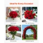 VEVOR Artificial Flowers, 500 pcs Real Looking Red Foam Fake Roses Bulk, Faux Red Bridal Shower with Stems for DIY Wedding Bouqu