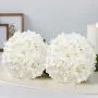 Artificial Flowers, 205 pcs Real Looking White Silk Fake Hydrangea Bulk, White Faux Bridal Shower with Stems for DIY Wedding Bou